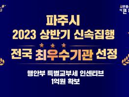 파주시, 2023년 상반기 신속집행 전국 최우수기관 선정 기사 이미지