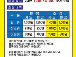 고양시 마을버스 요금 150원 인상…10월 7일부터 적용 기사 이미지